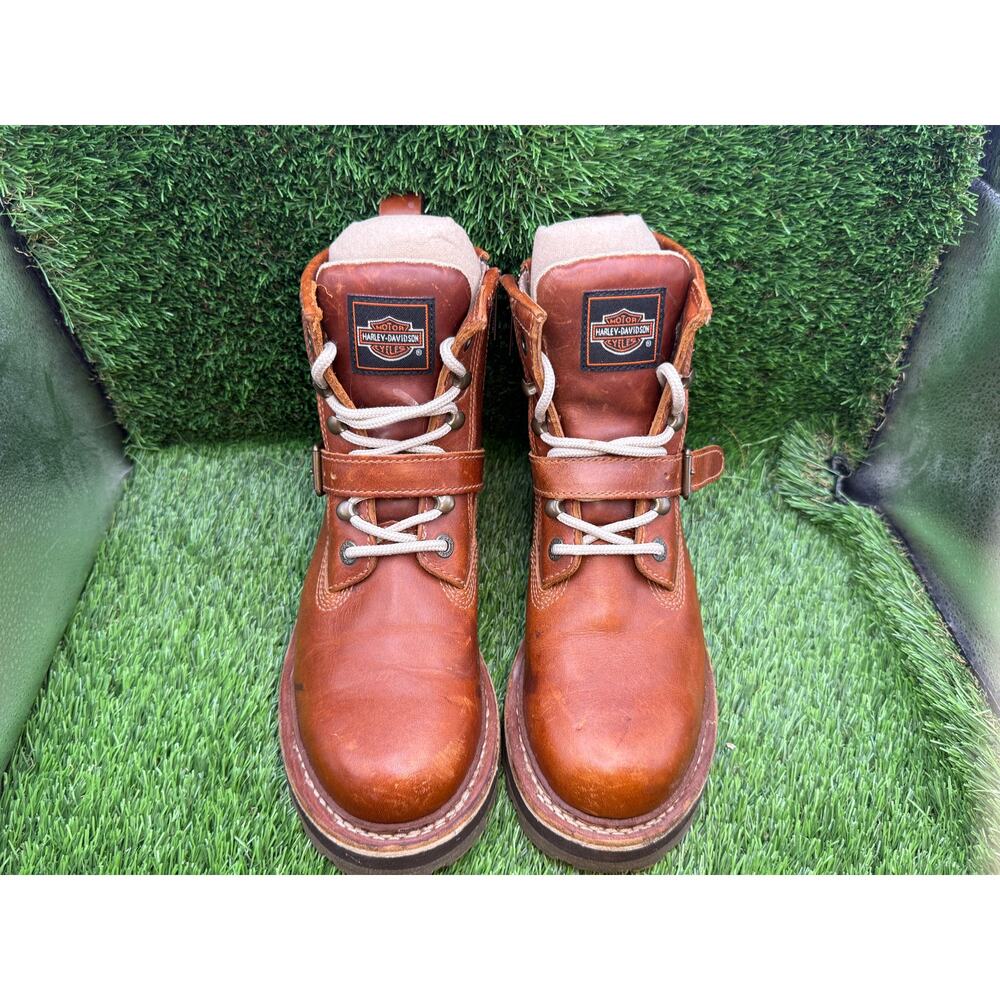 Harley-Davidson Combat Boot Women's 8.5 Brown Leather Biker Motorcycle Workwear - Picture 5 of 14